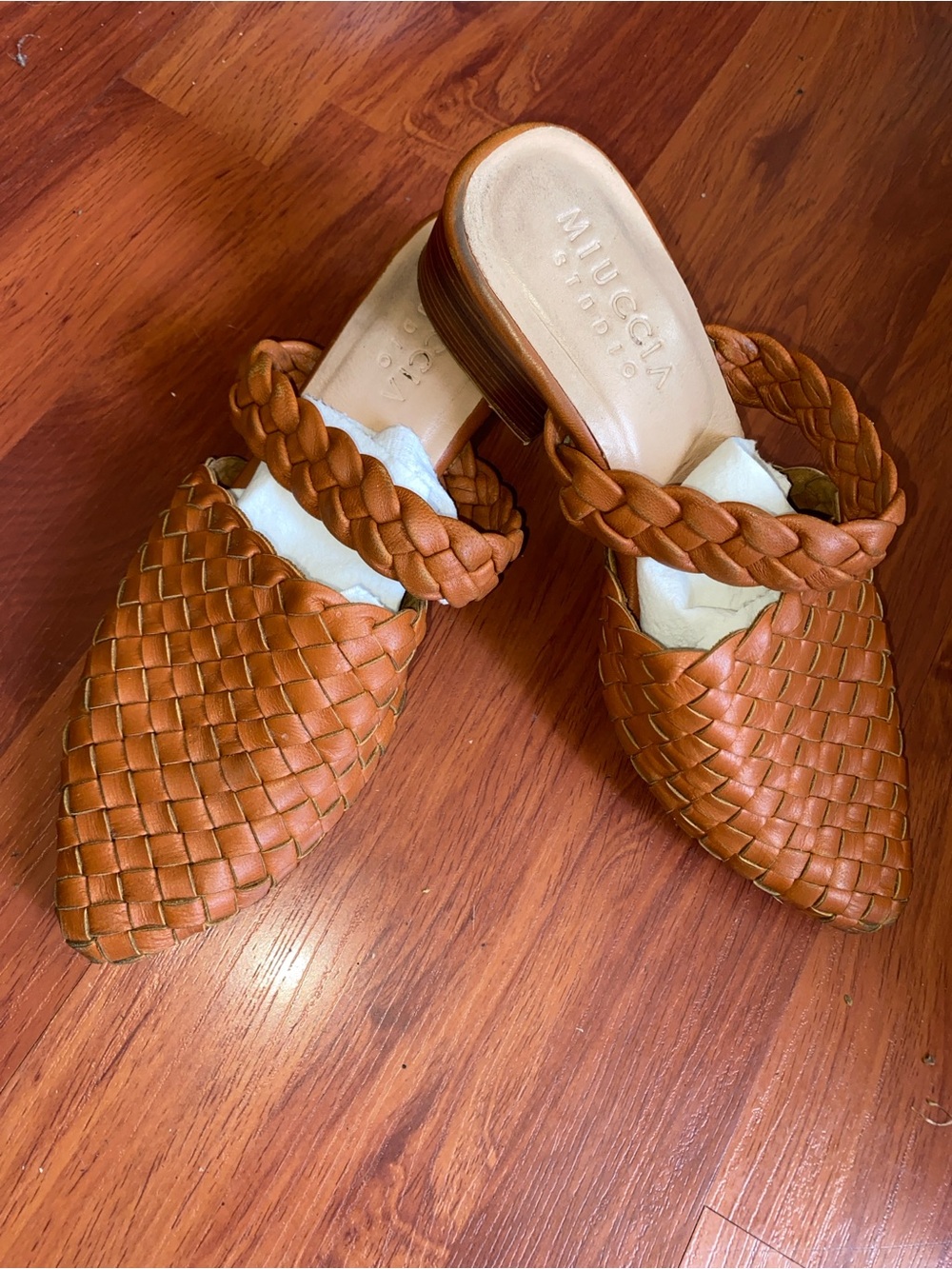 Studio Woven Braided Backstrap Mule in Tan